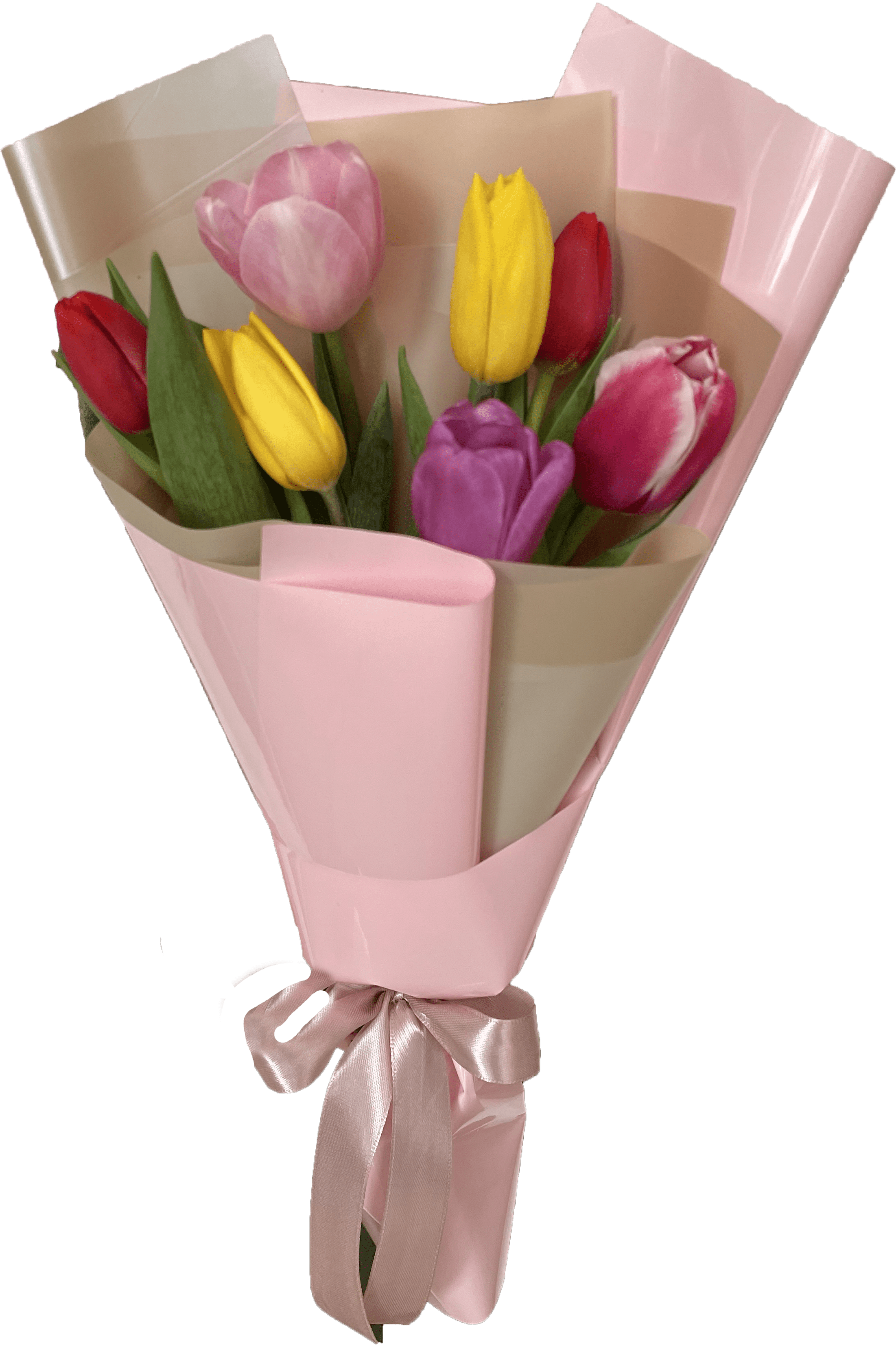 Букет цветов Букет из 7 тюльпанов в оформлении
