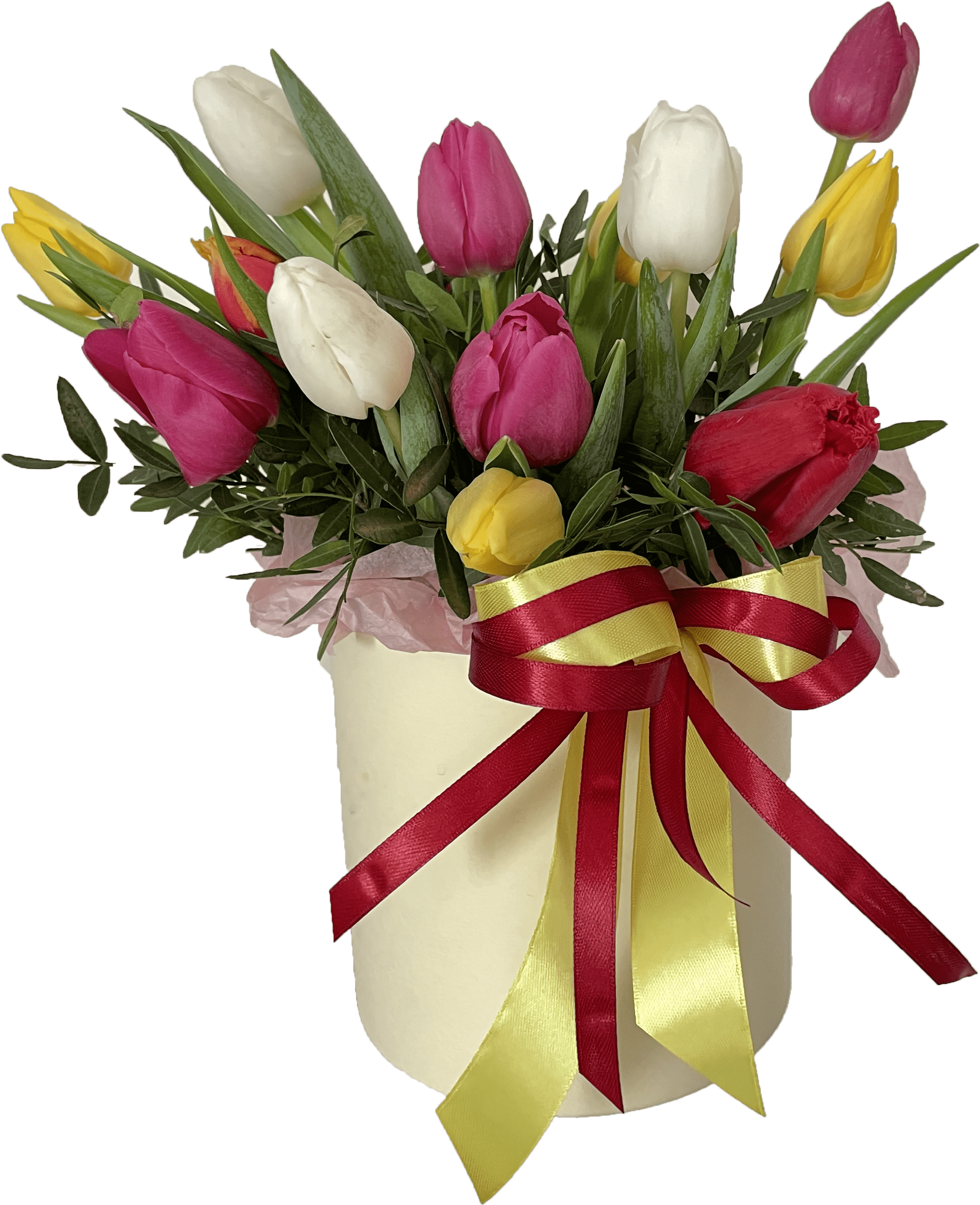 Шляпная коробка из 15 тюльпанов